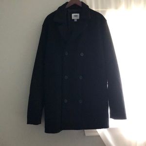 Men’s black pea coat.